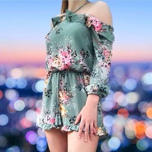 Mint Green Floral Romper